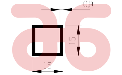 Alu buis vierk 15x15x0,9mm a1m