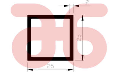 Alum buis vierkant 25x25x2mm