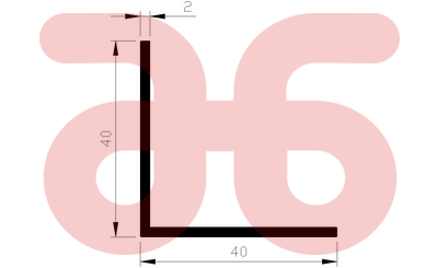 Alum hoekprofiel 40x40x2mma 5mtr