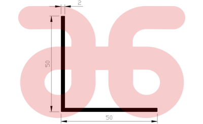 Alum hoekprofiel 50x50x2mm a 5mtr