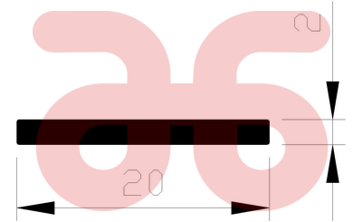 Alum plat prof.20x2  op lengte a 5mtr