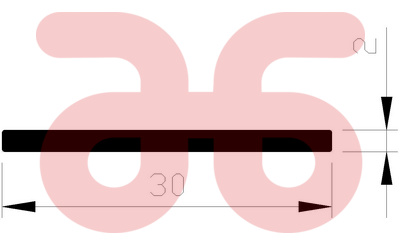 Alum plat prof.30x2  op lengte a 5 mtr