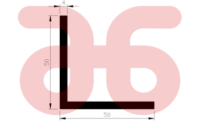 Alum hoekprofiel 50x50x4mm a 5mtr