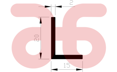 Alum hoekprofiel 20x15x2mm a 5mtr