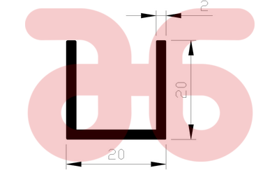 Alum u prof 20x20x20x2mm  a 1m