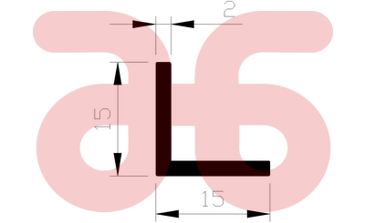 Alum hoekprofiel 15x15x2mm a 5mtr