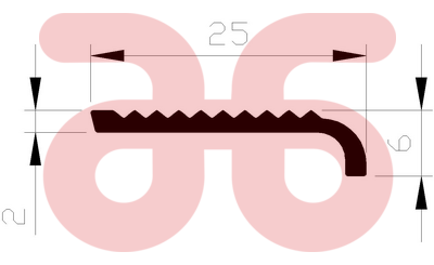 Trapkantprofiel 25x6x2mm