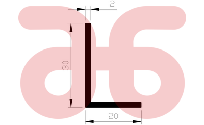 Alum hoekprofiel 30x20x2mm a 5mtr