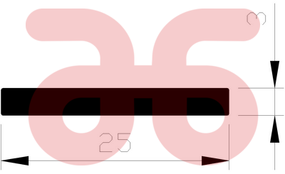 Alum plat prof 25x3  op lengte a 5mtr