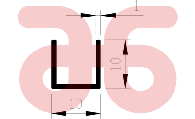 Alum u prof 10x10x10x1mm a 1m