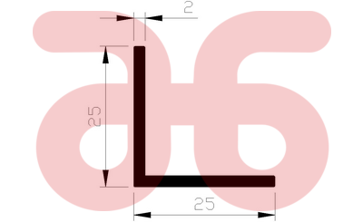 Alum hoekprofiel 25x25x2mm a 5mtr