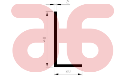 Alum hoekprofiel 40x20x2mm a 5mtr