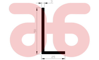 Alum hoekprofiel 50x25x3mm a 5mtr