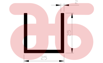 Alum u profiel 25x25x25x2mm
