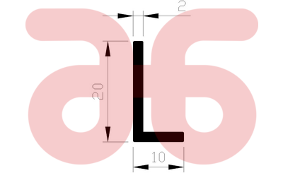 Alum hoekprof 20x10x2mm   a 1m