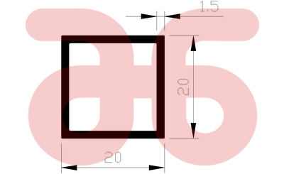 Alum buis vierk 20x20x1.5 a 1m