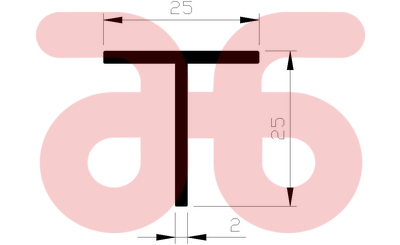 Alum t profiel 25x25x2mm