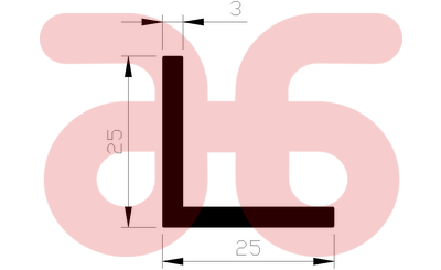 Alum hoekprofiel 25x25x3mm a 5mtr