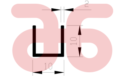Alum u profiel 10x10x10x2mm