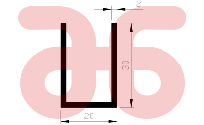 Alum u profiel 30x20x30x2mm