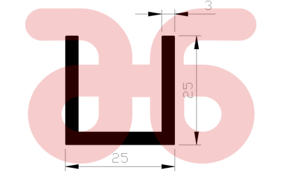 Alum u profiel 25x25x25x3mm
