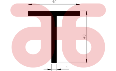 Alum t profiel 40x40x4mm