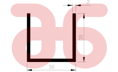 Alum u profiel 30x30x30x2mm