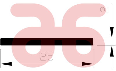 Alum plat prof.25x2  op lengte a5mtr