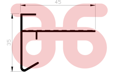 Alum dakrandprofiel 35x45mm