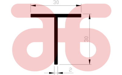 Alum t profiel 30x30x2mm